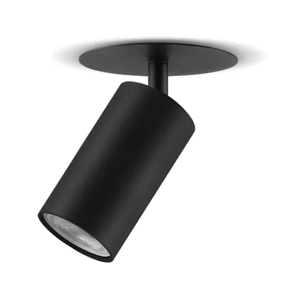 Image de Maclean plafonnier encastré / spot, rond, aluminium, GU10, 55x100mm, couleur noir, MCE364 B
