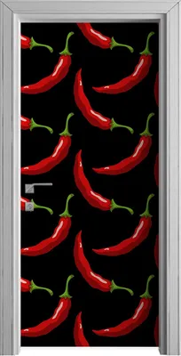 Produktbild von Tür Selbstklebende 90x210 cm Türfolie Türtapete Klebefolie - rote Chili Schoten