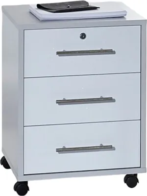 Produktbild von Rollcontainer TABOR in lichtgrau / weiß Hochglanz, 1 Schubkasten abschließbar, (BxHxT) 44,1x57,6x40 cm