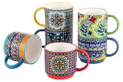 Produktbild von Kaffeebecher Porzellan Tassen - 350 ml - Set mit 6 Stück - Stapelbar