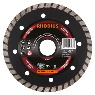 Obrázok produktu pre Diamantový rezný kotúč Rhodius DG55 kameň Ø 125 mm otvor 22,23 mm
