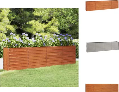Image de vidaXL Lit surélevé Rouillé 320x40x77 cm Acier Corten - Pots de fleurs & Jardinières