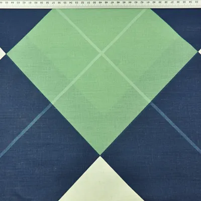 Produktbild von Baumwolle 100% Rauten in marineblau und salbeigrün - 220cm