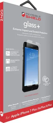 Zdjęcie produktu dla InvisibleShield Glass+, Apple, iPhone 7 Plus/ 6s Plus / 6 Plus, Odporny na zadrapania, Przezroczysty, 1 szt.