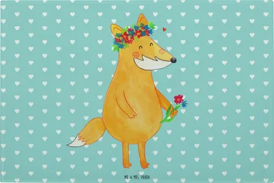 Produktbild von Mr. & Mrs. Panda Schneidplatte Glas Fuchs Blumen - Türkis Pastell - Geschenk, Küchenbrett, Ich, Schneidebrett, Freundin, Blumenliebe, schneidbrett, Liebe, Hackbrett, Aus