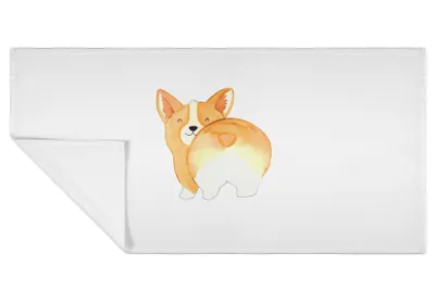 Produktbild von Mr. & Mrs. Panda Handtuch Corgi Po - Weiß - Geschenk, Corgie, Sprüche, kleines, gesichtshandtuch, Hund, Spruch, Händehandtuch, Motivation, Flauschtuch, 50x100