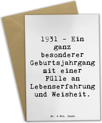 Produktbild von Mr. & Mrs. Panda Klappkarte Spruch 1931 Geburtstag - Weiß - Geschenk, hochzeitskarten, Geboren am, genesungskarte, weihnachtskarten, Lebenserfahrung, Jubiläum, osterkarte