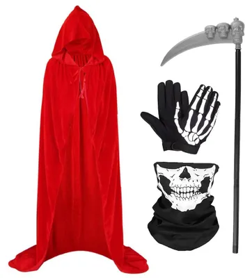 Immagine prodotto di Omgoods - Mantello unisex per Halloween, con cappuccio, colore rosso
