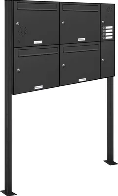 Produktbild von 4er Briefkasten Standanlage Freistehend RAL 7016 Anthrazit Klingel