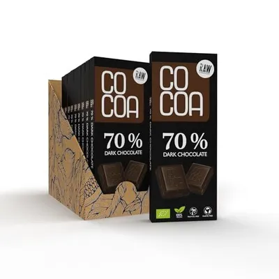 Obrázok produktu pre Čokoláda COCOA 70%, krabička 10x40g, surová, bez cukru