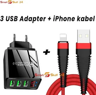 Produktbild von Ladekabel für iPhone 13 12 11 X XR XS XS Max 8 7 6 schnellladen + LED Netzteil