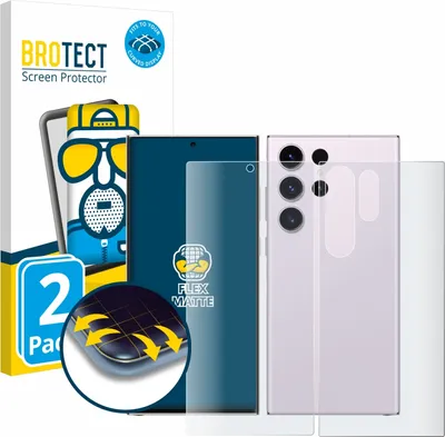 Produktbild von 2x BROTECT Fullscreen Schutzfolie für Samsung Galaxy S23 Ultra (Display+Rückseite) Displayschutz Folie Fullcover Matt Entspiegelungsfolie