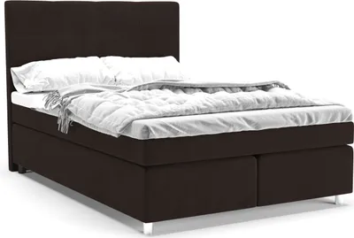 Produktbild von Panda Möbel - Clark Boxspringbett kontinentales Doppelbett mit hochwertiger Matratze und Topper - komfortabel, modern, stilvoll - 140x200 cm, braun