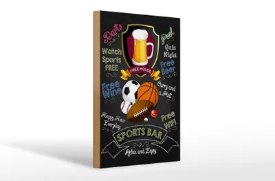 Produktbild von Holzschild  Sports Bar Dart Basketball Football Golf, 30x20 cm, Holzschilder Spruch Sport Hobby