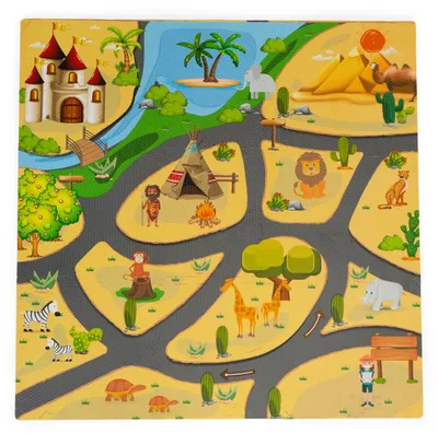 Immagine prodotto di ECOTOYS ECOEVA009: Tappetino puzzle in schiuma per bambini, tema Safari, 93 x 93 cm, 9 pezzi