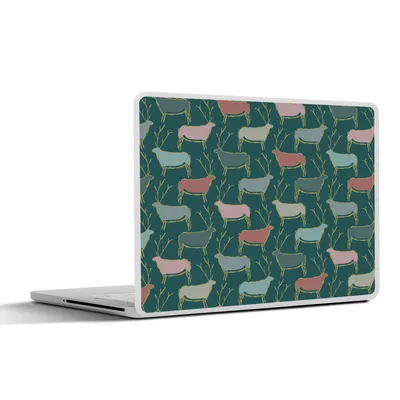 Produktbild von MuchoWow® Laptop Aufkleber Sticker Cover Muster - Hirsche - Grün 32.5x23.5 cm - Sticker für Laptop - Selbstklebend