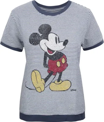 Obrázok produktu pre Junk Food - Mickey Mouse - dámsky sveter s krátkym rukávom NS6020 (S) (biela/modrá)