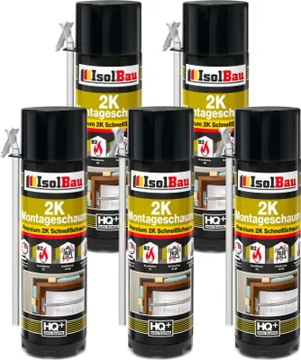 Produktbild von Isolbau 2K Montageschaum B2 Zargenschaum - 5 x 400 ml Premium PolyurethanSchnellschaum für Türen, Fenster, Dämmung & Montage