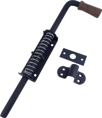 Produktbild von BAUSTER®Federriegel 330mm Türriegel Bolzenriegel Schlossriegel Riegel Holzgriff Sperren Zusatzschloss Federriegel für Hauswirtschaftsräumen schwarz