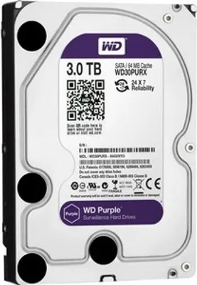 Produktbild von Western Digital Purple, 3 TB, 5400 RPM, 64 MB, 3.5", Serial ATA III
