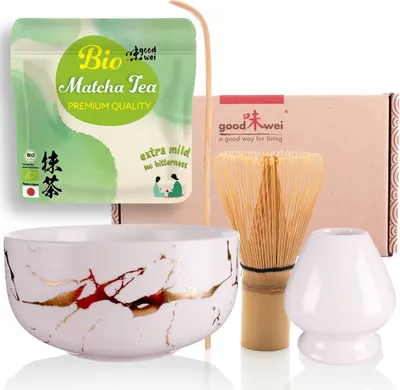 Produktbild von Matcha-Set "White Marmor"  mit 30g PremiumMatcha