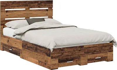 Produktbild von Bettrahmen mit Schubladen Altholz 120 x 190 cm Holzwerkstoff