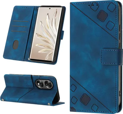 Produktbild von Hülle für Honor 70 Prägung Flip Leder Brieftasche Schutzhülle mit Ständer Blau