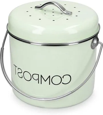 Immagine prodotto di Bidone metallico per compost - Contenitore per rifiuti organici da 5 litri - verde menta