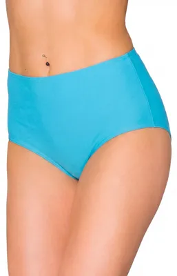 Produktbild von Aquarti Bikinihose Damen mit Hohem Bund – Klassische Bikinihosen für Damen in Großen Größen, Farbe: Türkisblau, Größe: 42