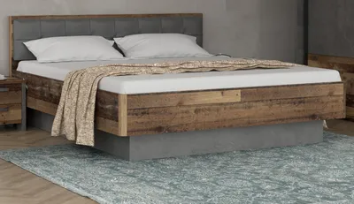 Zdjęcie produktu dla Łóżko dwuosobowe Clif Binou ze starego drewna Shabby z powierzchnią do leżenia 180 x 200 cm