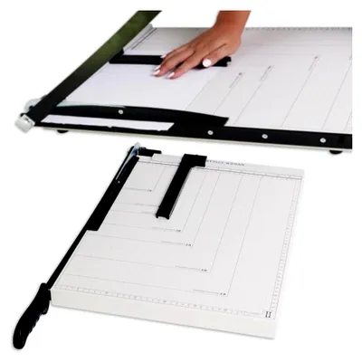 Produktbild von Guillotine Papierschneider, robuster Schneider für Klassenzimmer und Büro, mit Sicherheitsschutz und Klingenverriegelung, 12 Blatt Kapazität, A3