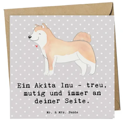 Produktbild von Mr. & Mrs. Panda Klappkarte Akita Inu Freund - Grau Pastell - Geschenk, bedingungslose Unterstützung, faltkarte, Hunderassen, Glückwunschkarte, Hundeliebhaber, Hingabe