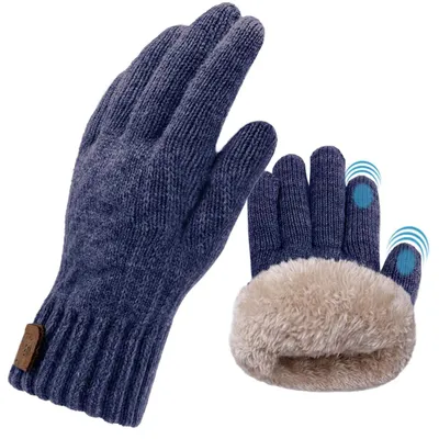 Immagine prodotto di Omgoods - Guanti da inverno da uomo, guanti termici touchscreen con fodera in pile