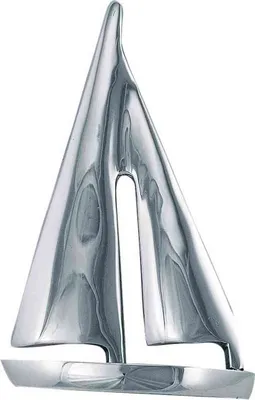 Produktbild von Vernickelte Segelyacht aus Messing, 9,5x15cm – Boot Deko im Nautischen Stil