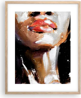 Produktbild von Gerahmtes Poster - Rahmen in heller Eiche - Öl Mund Frau - 40x50 cm - Wand Bild - Wanddeko - Wandbilder - Kunstposter - Wandposter - Bilderrahmen - Bilder - Kunstdruck - P2NPA40x50-4724