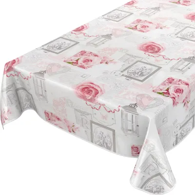 Produktbild von Tischdecke Wachstuch Retro Grau Robust Wasserabweisend Breite 140 cm Länge 100 cm