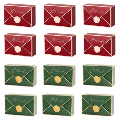 Image de TRANKIELO® - 30 boîtes cadeaux de petite taille - Papier durable - Rouge et vert - Parfaites pour les fêtes
