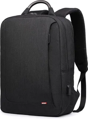 Obrázok produktu pre Uniqoos® 15,6-palcový laptopový batoh s USB nabíjacím portom – štýlový, vodeodolný batoh pre prácu a školu s polstrovanou priehradkou na notebook o veľkosti 15–16 palcov, čierna farba
