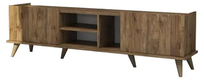 Image de Meuble TV Banc TVReproduction noyer L 180 cm, rangements, style moderne