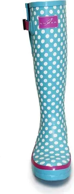 Image de Lunar - Bottes en caoutchouc pour femmes, motif à pois GS217 (41 UE) (Bleu pâle/Blanc/Rose)