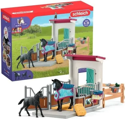 Produktbild von Pferdebox Schleich mit Stute und Fohlen, 34-teiliges Figurenset, Inklusive 2 Schleich Pferden, Horse Club 42611