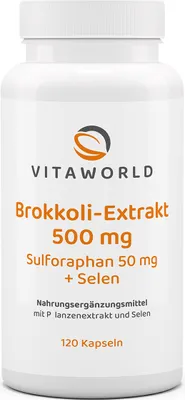 Obrázok produktu pre Vita World brokolicový extrakt 500 mg | 100 kapsúl | so sulforafánom a selénom | vegánsky | bez lepku a laktózy