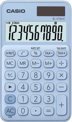 Produktbild von CASIO Taschenrechner SL-310 - Solar-/Batteriebetrieb, 10stellig, LC-Display, hellblau