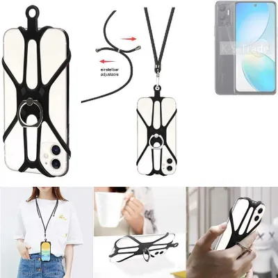 Produktbild von K-S-Trade 3in1 Handykette Handyband Handykordel Halsband Smartphone-Ring Handy-Ring kompatibel mit Infinix Hot 12i Fingerhalterung Handyring