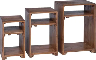 Produktbild von Akzenttisch mit Regal 3 pcs Braun Massives Mahagoni Holz