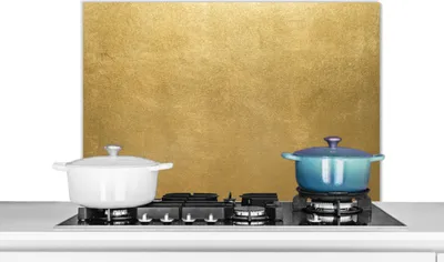 Produktbild von KitchenYeah®  Spritzschutz Küche - Küchenrückwand - Wandschutz für Herd und Spüle - Gold - Luxus - Abstrakt 90x60 - Alu-Dibond (Alternative zum Spritzschutz aus Glas) - Hitzebeständig - Herdspritzschu