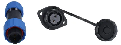 Produktbild von SP16-Flansch, wasserdicht, Luftfahrt-Stecker, IP68, männlich und weiblich, Stoßverbindungen, 2-adriger Stecker (380 V, 10 A)