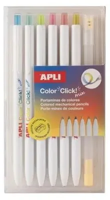 Obrázok produktu pre Farebné mechanické ceruzky, sada, so špeciálnou viacfarebnou tuhou, APLI "Color Click Mix"