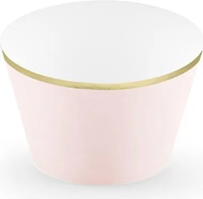Obrázok produktu pre Formy na muffiny so zlatým okrajom 5x8x5cm papier ružovo zlatý sada 6 ks