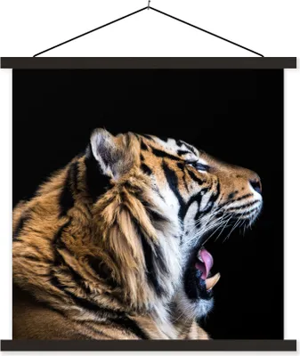 Produktbild von MuchoWow® Textilposter Tiger - Tiere - Porträt 90x90 cm mit schwarzem Rahmen - Magnetisches